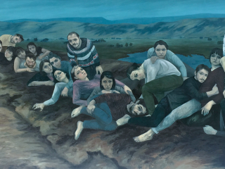 underdog-3, 2016, oil paint on canvas, 410x190 cm