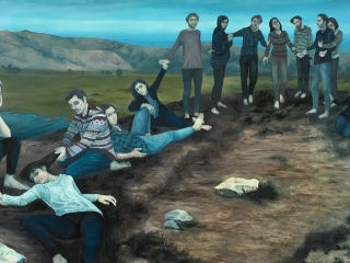 underdog-1, 2016, oil paint on canvas, 410x190 cm